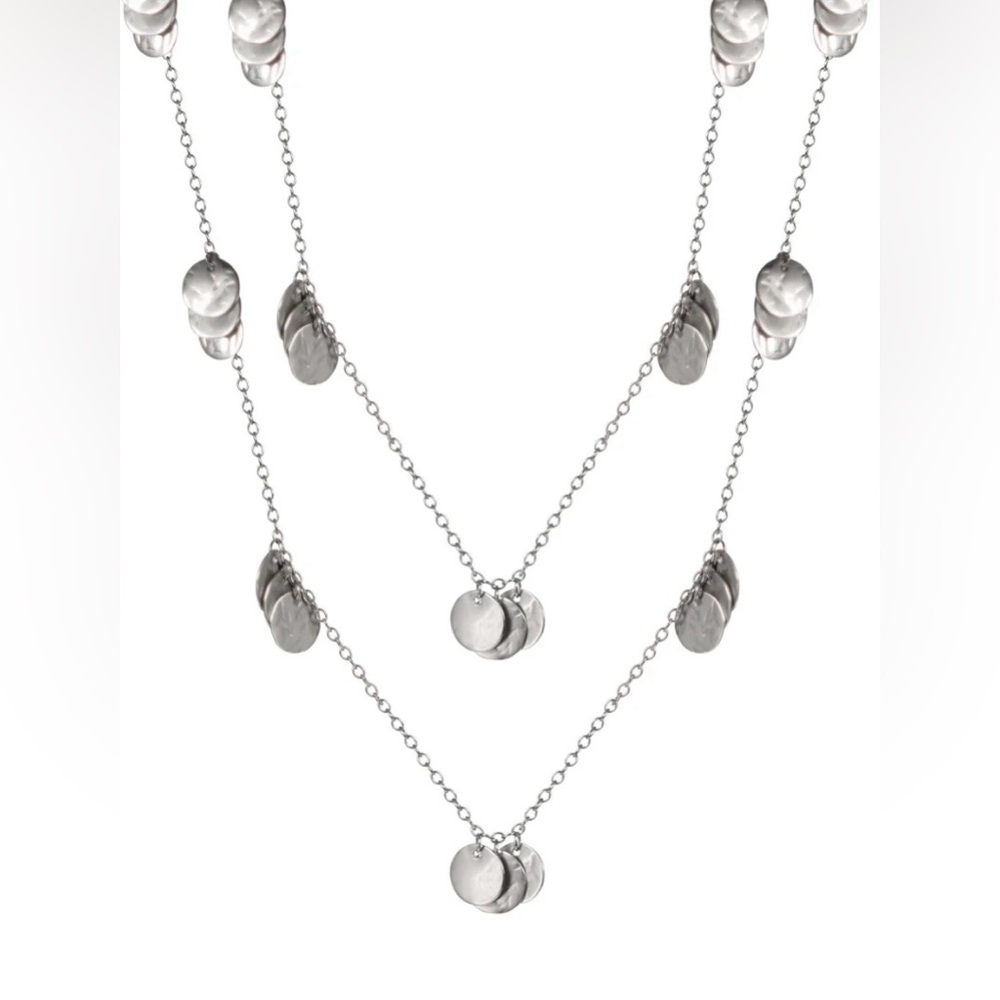 Me & Ro Sterling Silver Long Sequin Wrap Necklace